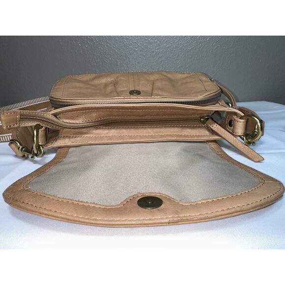 American Leather Co Marino Crossbody Bag With Two Straps In Vachetta Camel EUC - Picture 9 of 14